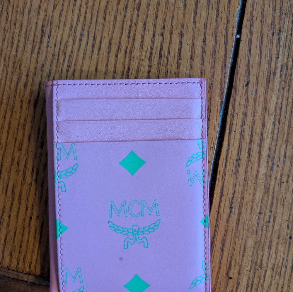 MCM Pink and Green Card Holder